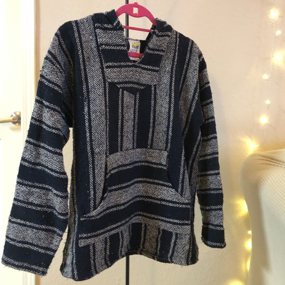 Navy & White Baja Hoodie